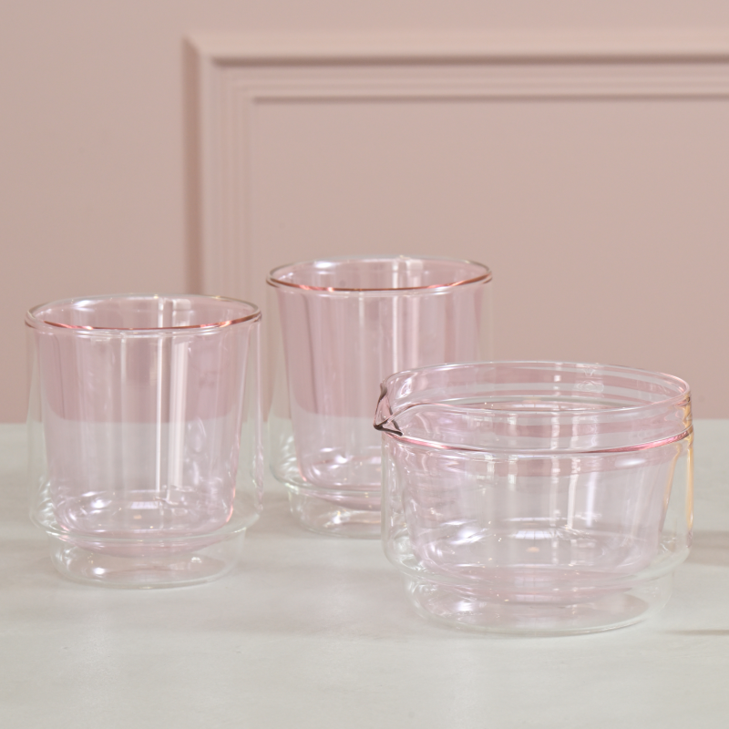 Double-walled Matcha Bowl 300ml, Pink