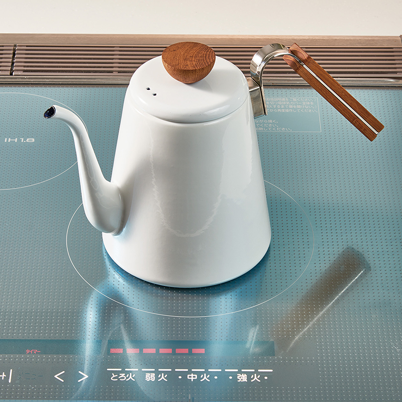 Coffee Pour Over Brewing Kettle Bona, 800mL, White Enamel