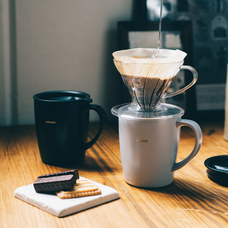 HARIO Heat Retention Mug with Lid, 300mL SMF-300-GR Grey SMF-300-B Black V60 coffee filter