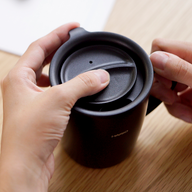 HARIO Heat Retention Mug with Lid, 300mL SMF-300-B Black lid open